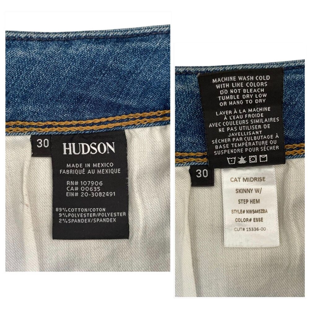 Hudson Cat Mid Rise Step Hem Skinny Jeans in Esse Wash - 30 - Picture 10 of 10